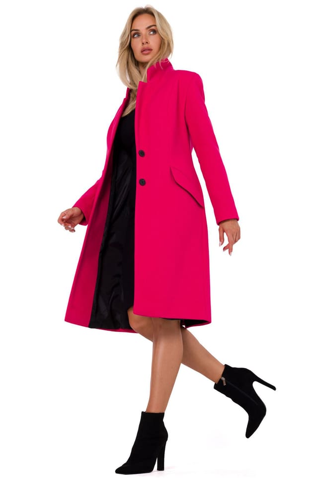 Płaszcz zapinany, kolor fuksja M758, rozmiar M