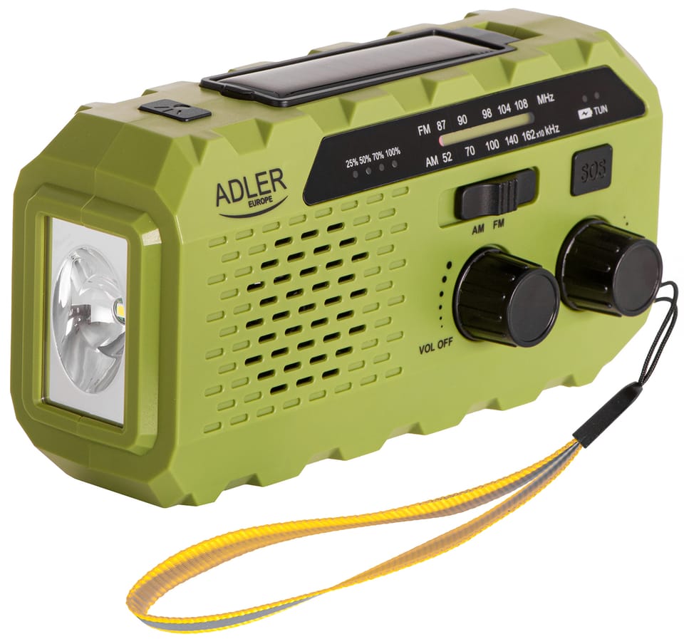 Radio solarne z korbką Adler AD 1197 G powerbank latarka