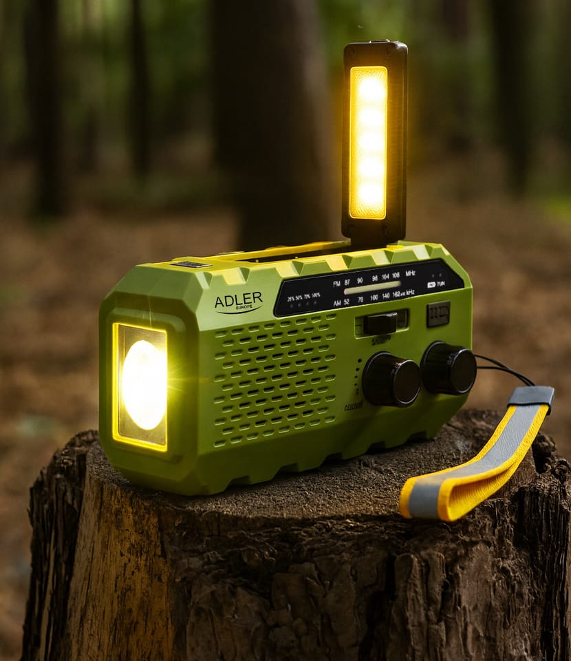 Radio solarne z korbką Adler AD 1197 G powerbank latarka