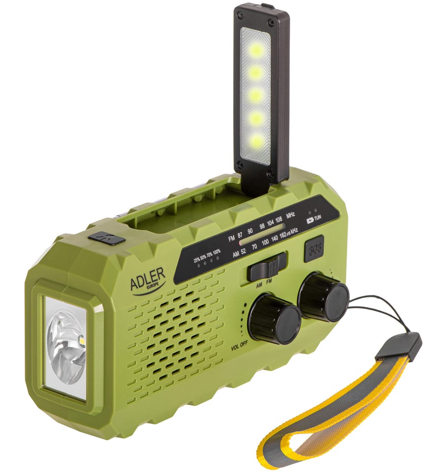 Radio solarne z korbką Adler AD 1197 G powerbank latarka