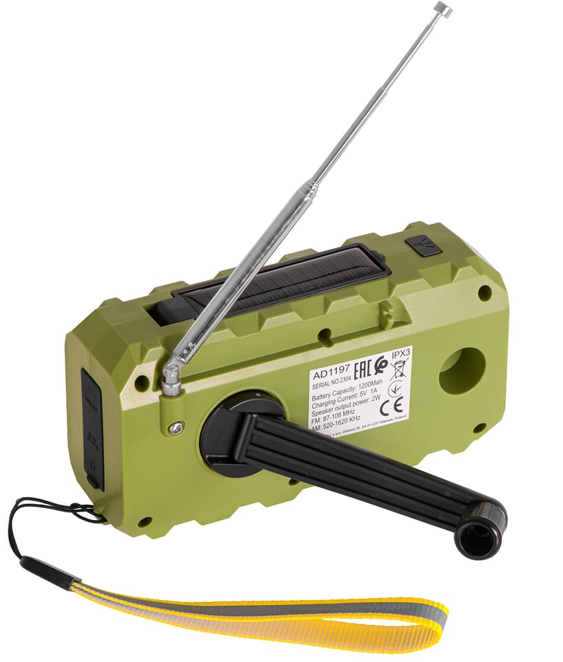 Radio solarne z korbką Adler AD 1197 G powerbank latarka