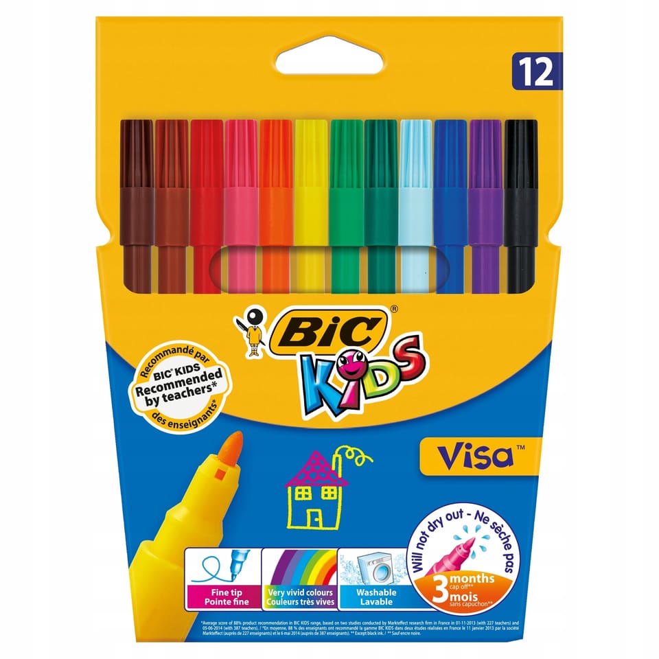 Flamastry VISA Kids 12 kolorów 888695 BIC