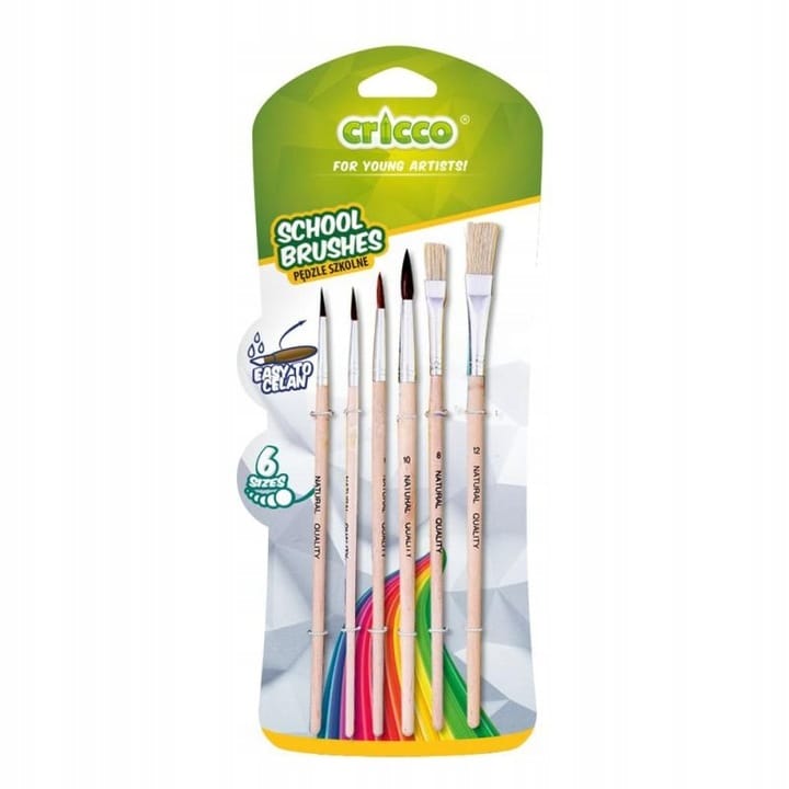 Pędzelki szkolne CRICCO 6sztuk,blister CR364B6