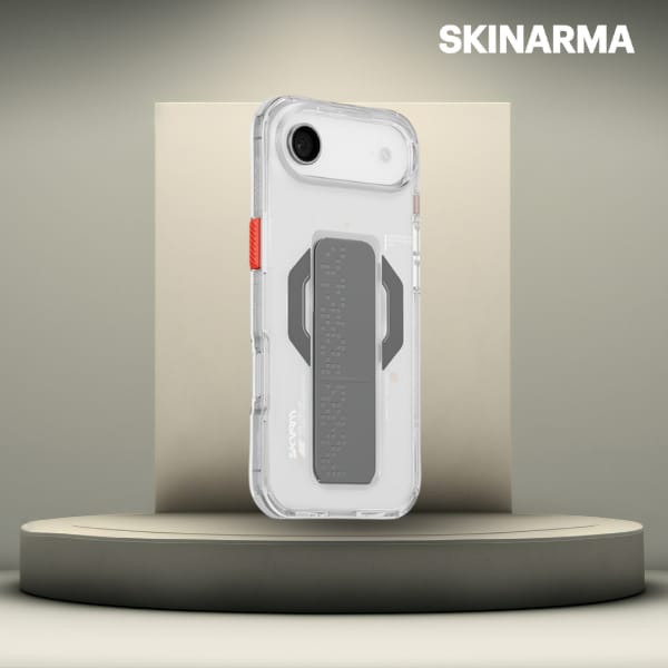 Etui Skinarma Haxa do iPhone Air         Magnetic Charging + Grip Stand przezroczysty