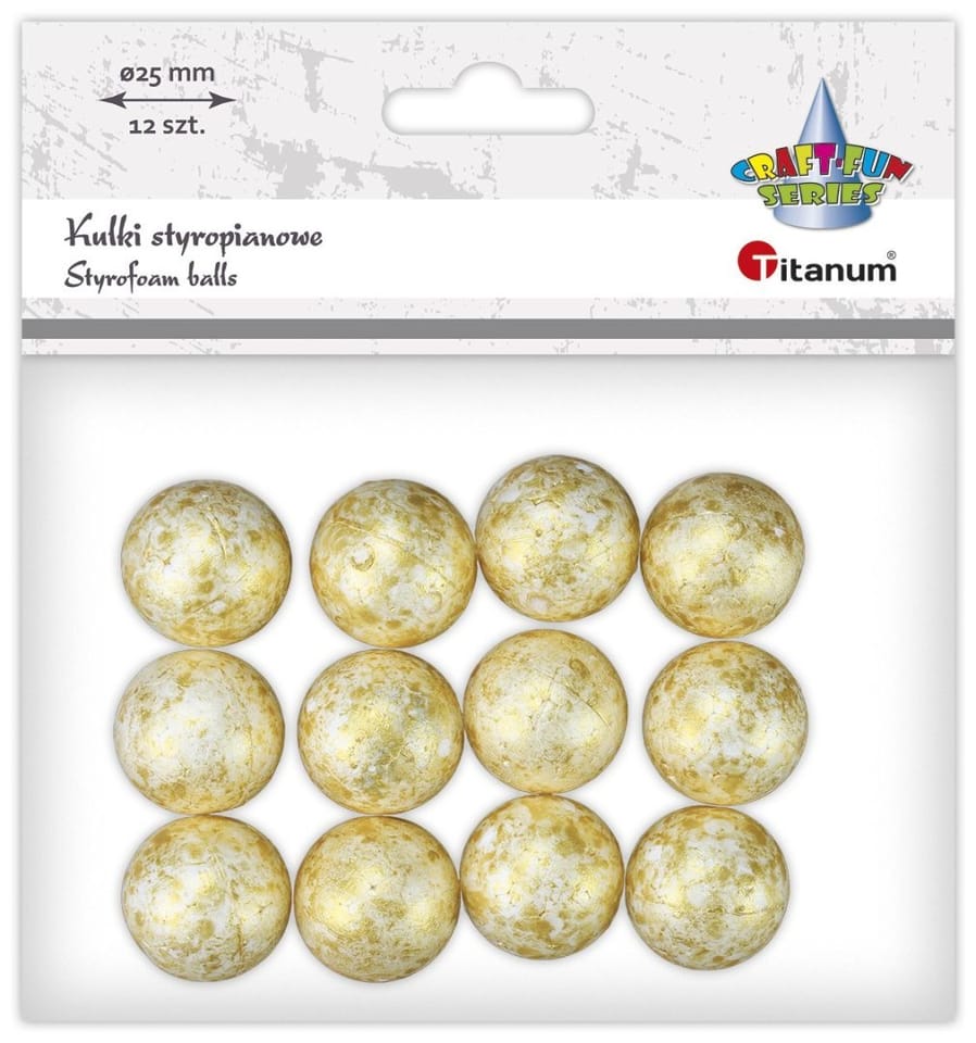 Kulki styropianowe 25mm (12 sztuk) złote 623438 TITANUM