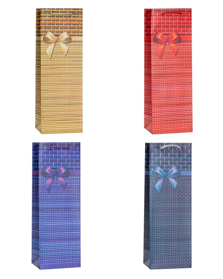 Torebka prezentowa 12x35x9cm na butelkę TBG-24009-BB ROZETTE