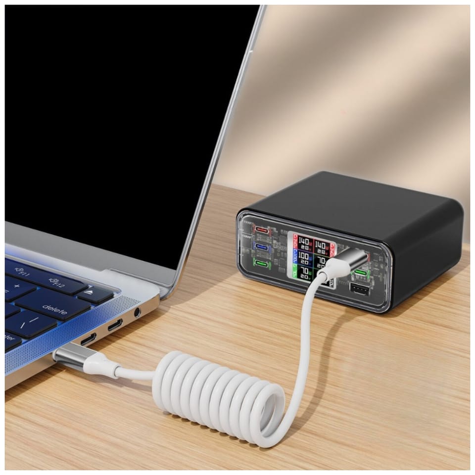 Kabel 4smarts spiralny USB-C do USB-C    240W biały