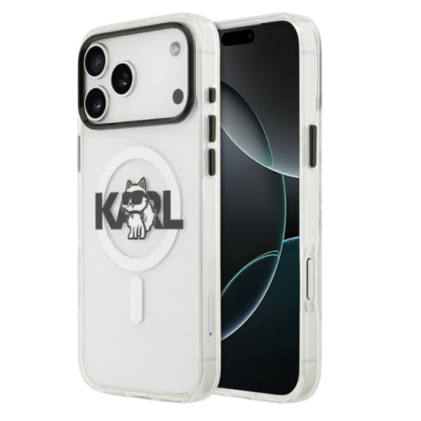 Etui Karl Lagerfeld IML Choupette Sketch Logo MagSafe do iPhone 17 Pro Max przezroczysty