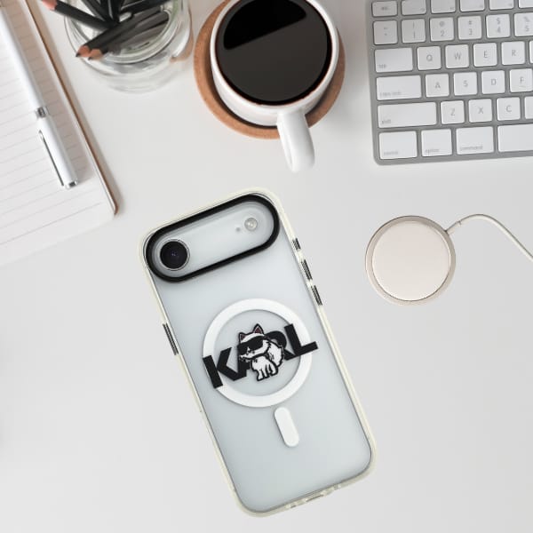 Etui Karl Lagerfeld IML Choupette Sketch Logo MagSafe do iPhone Air przezroczysty