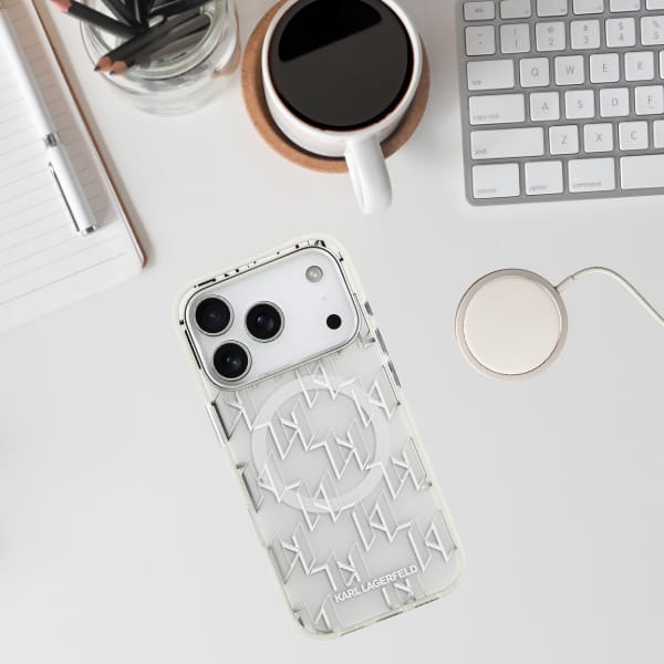 Etui Karl Lagerfeld IML KL Monogram      MagSafe do iPhone 17 Pro biały