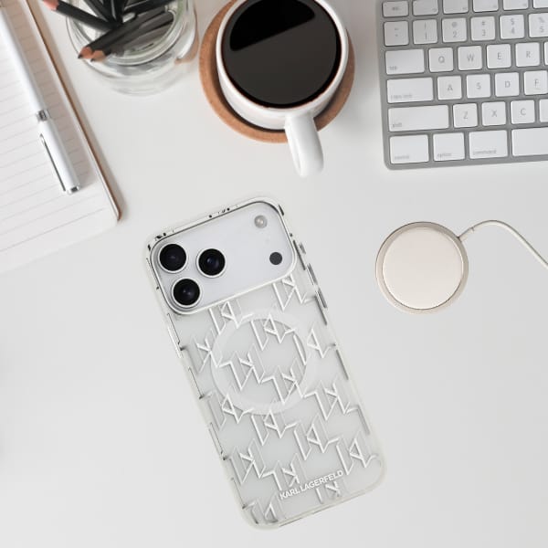 Etui Karl Lagerfeld IML KL Monogram      MagSafe do iPhone 17 Pro Max biały