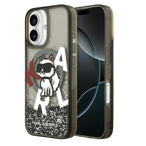 Etui Karl Lagerfeld Liquid Glitter       Choupette Logo MagSafe do iPhone 17 czarny