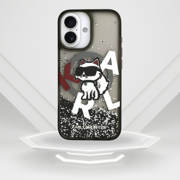 Etui Karl Lagerfeld Liquid Glitter       Choupette Logo MagSafe do iPhone 17 czarny