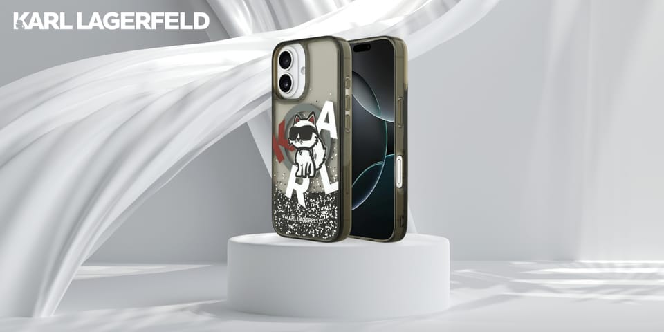 Etui Karl Lagerfeld Liquid Glitter       Choupette Logo MagSafe do iPhone 17 czarny