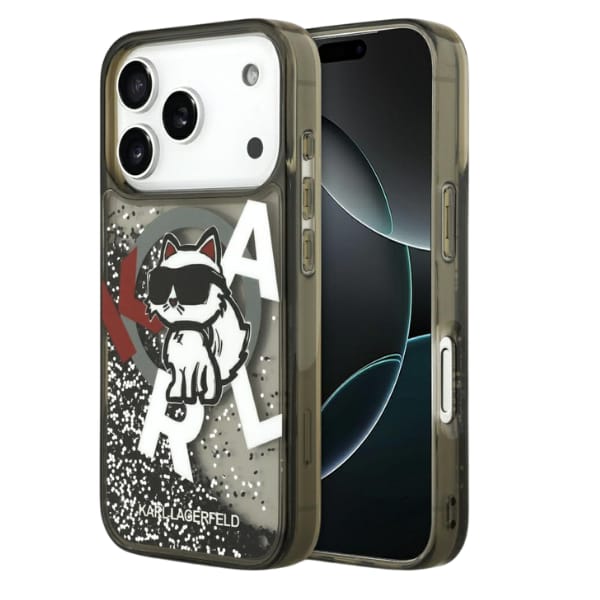 Etui Karl Lagerfeld Liquid Glitter       Choupette Logo MagSafe do iPhone 17 Pro czarny