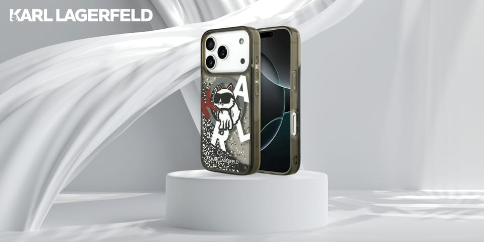 Etui Karl Lagerfeld Liquid Glitter       Choupette Logo MagSafe do iPhone 17 Pro czarny