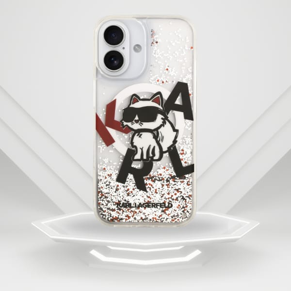 Etui Karl Lagerfeld Liquid Glitter       Choupette Logo MagSafe do iPhone 17 przezroczysty