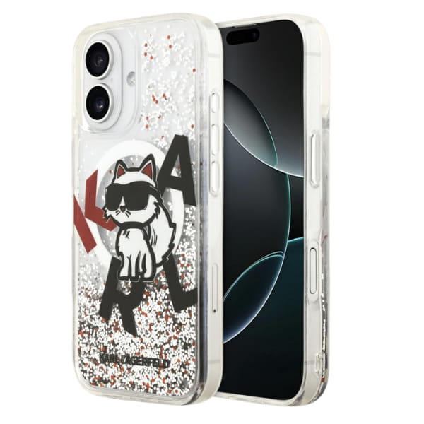 Etui Karl Lagerfeld Liquid Glitter       Choupette Logo MagSafe do iPhone 17 przezroczysty