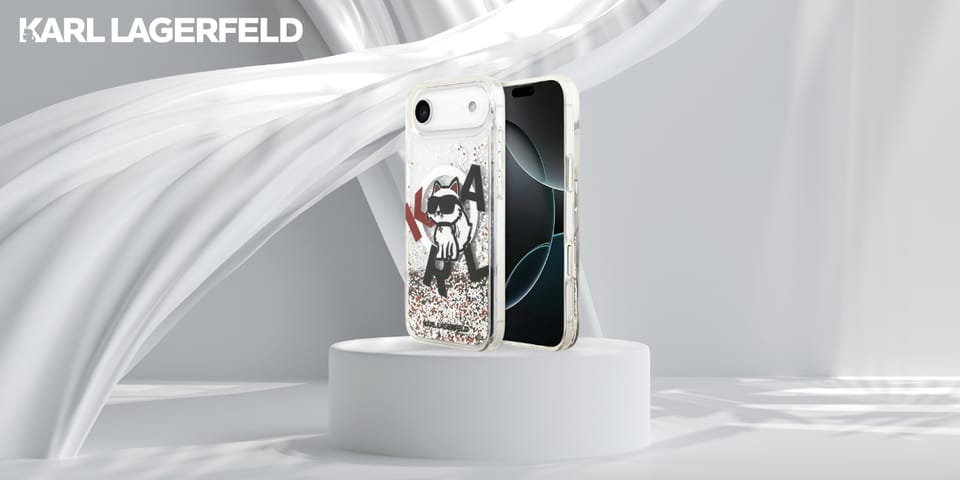 Etui Karl Lagerfeld Liquid Glitter       Choupette Logo MagSafe do iPhone Air przezroczysty