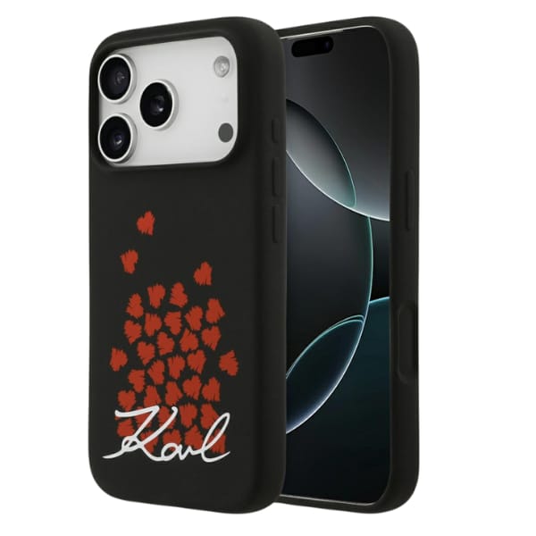 Etui Karl Lagerfeld Silicone Heart Sign Logo MagSafe do iPhone 17 Pro czarny