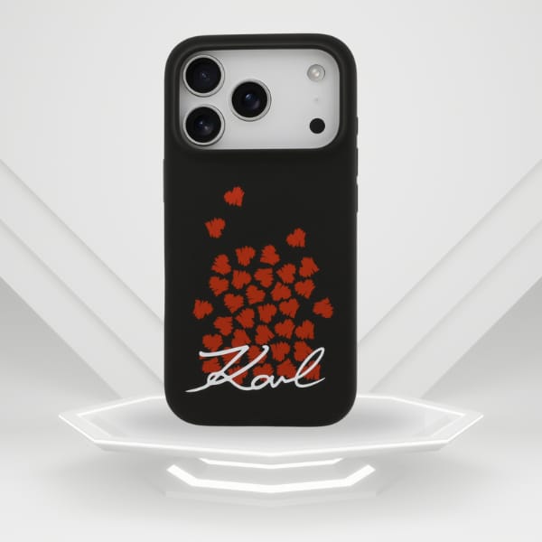 Etui Karl Lagerfeld Silicone Heart Sign Logo MagSafe do iPhone 17 Pro czarny