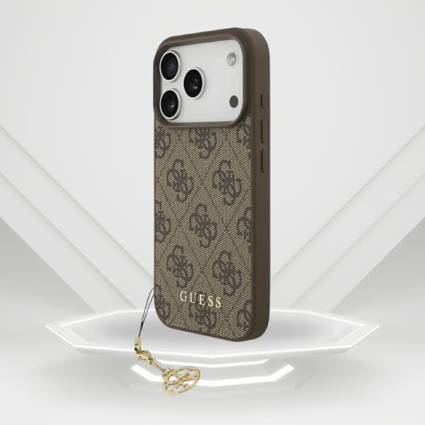 Etui Guess 4G Charms Collection MagSafe  do iPhone 17 Pro brązowy