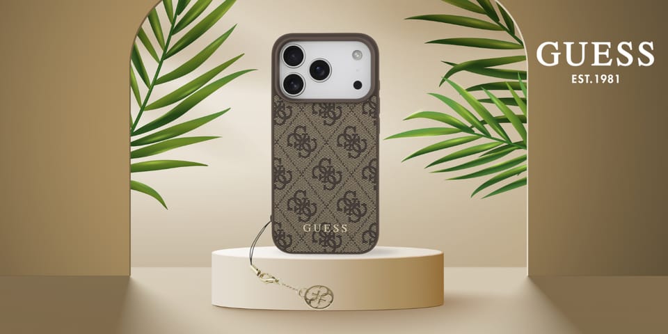 Etui Guess 4G Charms Collection MagSafe  do iPhone 17 Pro brązowy