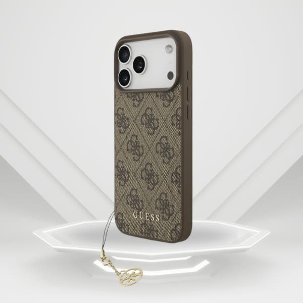 Etui Guess 4G Charms Collection MagSafe  do iPhone 17 Pro Max brązowy