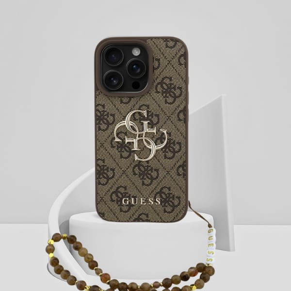 Etui Guess 4G Strap 4G Classic Logo do   iPhone 16 Pro brązowy
