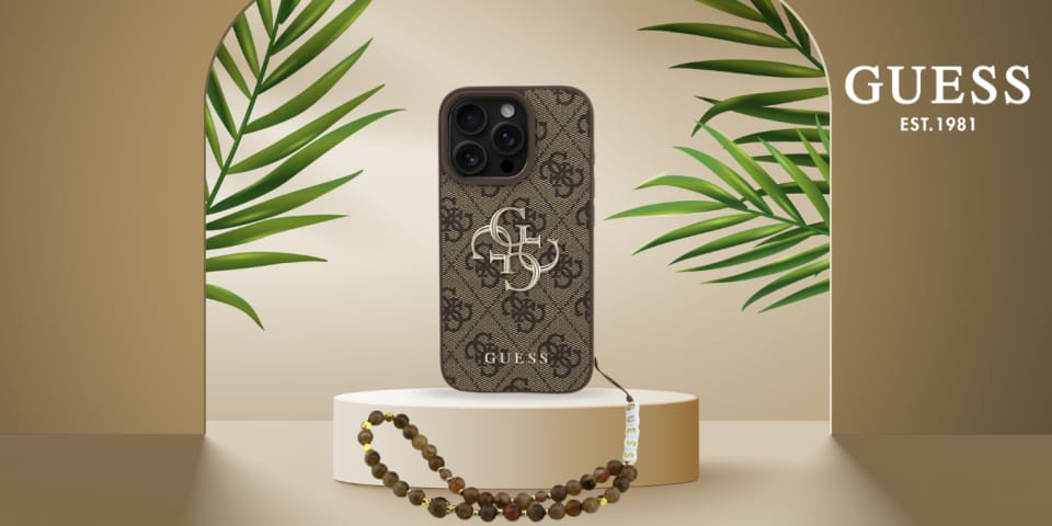 Etui Guess 4G Strap 4G Classic Logo do   iPhone 16 Pro brązowy