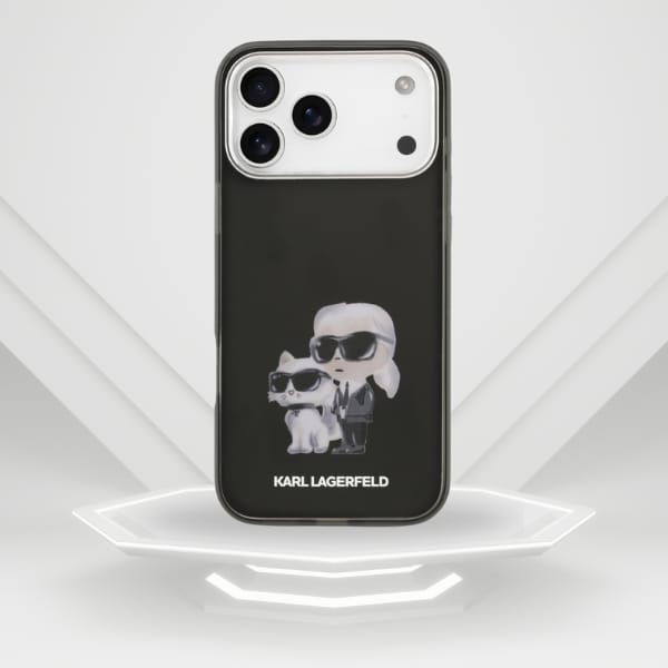 Etui Karl Lagerfeld IML Aquarelle Karl   & Choupette & Logo MagSafe do iPhone 17 Pro Max czarny