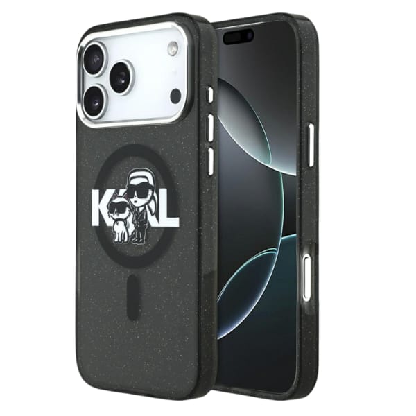 Etui Karl Lagerfeld IML Glitter Karl &   Choupette Sketch Logo MagSafe do iPhone 17 Pro Max czarny