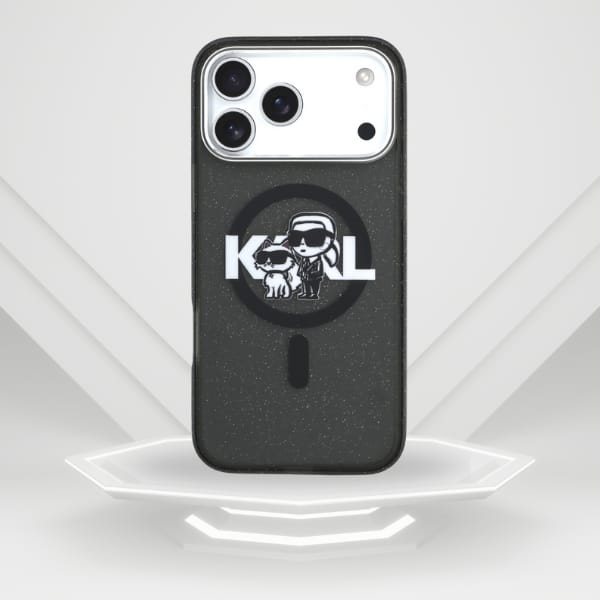 Etui Karl Lagerfeld IML Glitter Karl &   Choupette Sketch Logo MagSafe do iPhone 17 Pro Max czarny