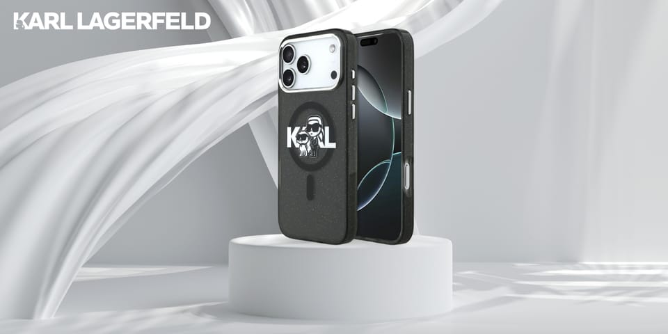 Etui Karl Lagerfeld IML Glitter Karl &   Choupette Sketch Logo MagSafe do iPhone 17 Pro Max czarny