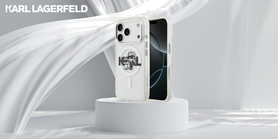 Etui Karl Lagerfeld IML Glitter Karl &   Choupette Sketch Logo MagSafe do iPhone 17 Pro przezroczysty