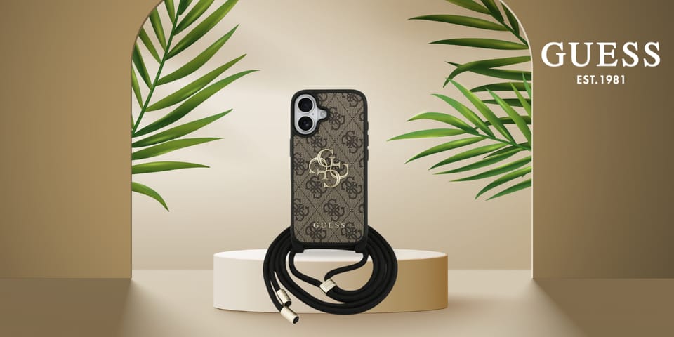 Etui Guess 4G Big Logo Cord Stap         Crossbody do iPhone 17 brązowy