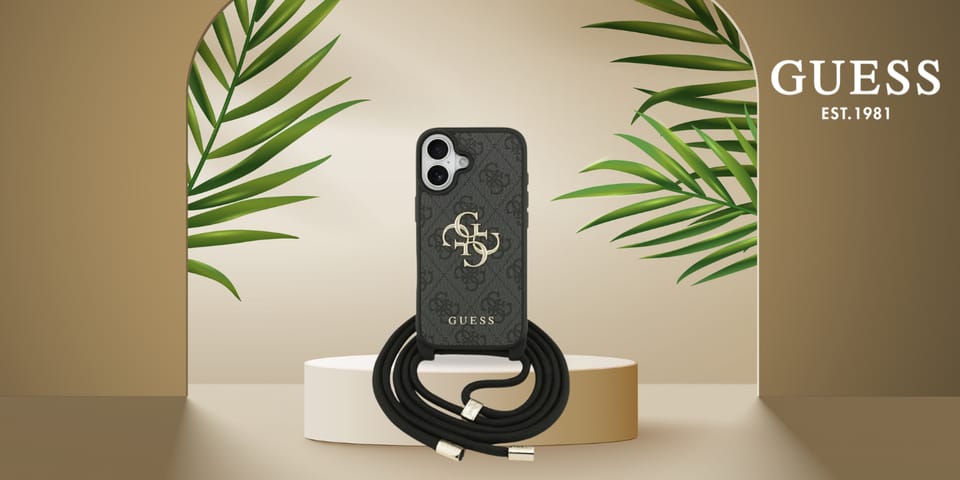 Etui Guess 4G Big Logo Cord Stap         Crossbody do iPhone 17 czarny