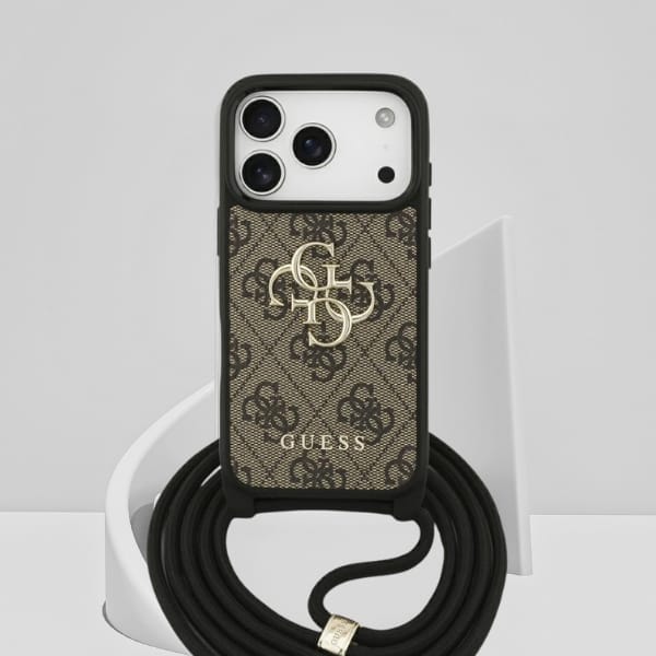 Etui Guess 4G Big Logo Cord Stap         Crossbody do iPhone 17 Pro brązowy