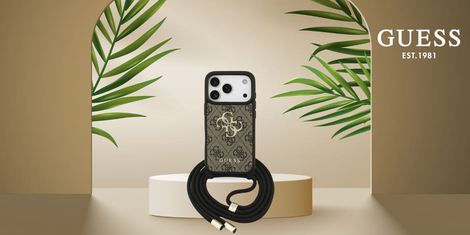 Etui Guess 4G Big Logo Cord Stap         Crossbody do iPhone 17 Pro brązowy