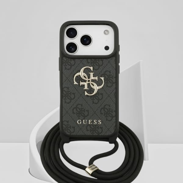 Etui Guess 4G Big Logo Cord Stap         Crossbody do iPhone 17 Pro czarny