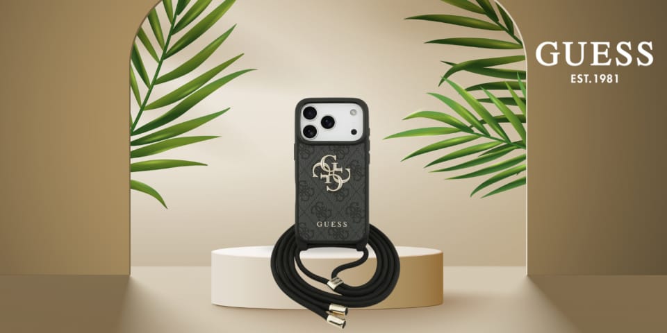 Etui Guess 4G Big Logo Cord Stap         Crossbody do iPhone 17 Pro czarny