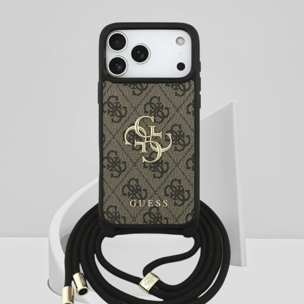 Etui Guess 4G Big Logo Cord Stap         Crossbody do iPhone 17 Pro Max brązowy