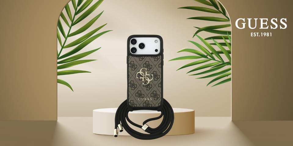 Etui Guess 4G Big Logo Cord Stap         Crossbody do iPhone 17 Pro Max brązowy