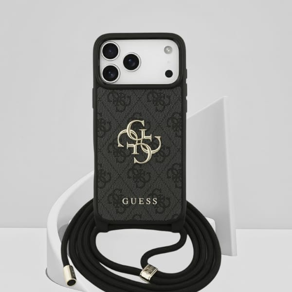 Etui Guess 4G Big Logo Cord Stap         Crossbody do iPhone 17 Pro Max czarny