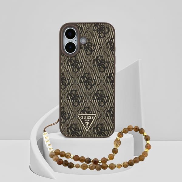 Etui Guess 4G Strap Triangle Logo        MagSafe do iPhone 17 brązowy