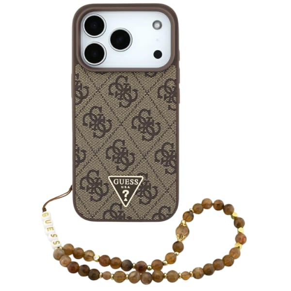 Etui Guess 4G Strap Triangle Logo        MagSafe do iPhone 17 Pro brązowy