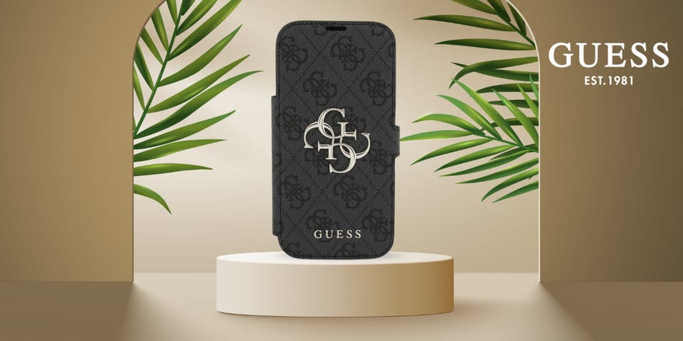 Etui Guess Book 4G Metal Logo do iPhone  17 Pro czarny