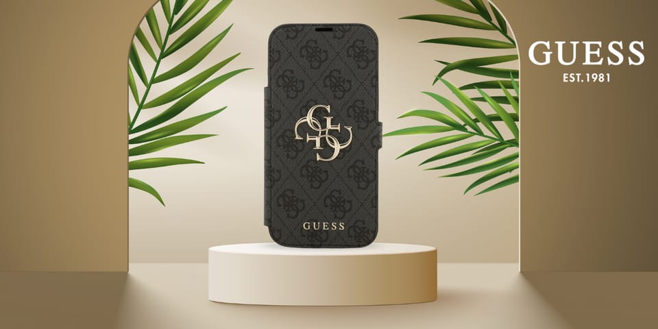 Etui Guess Book 4G Metal Logo do iPhone 17 Pro Max czarny