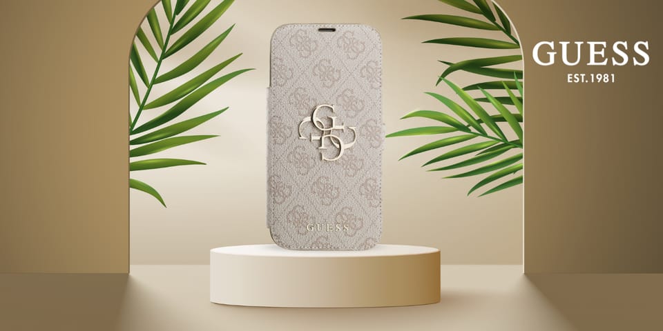 Etui Guess Book 4G Metal Logo do iPhone  17 Pro Max różowy