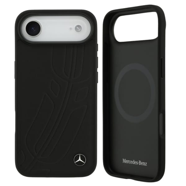 Etui Mercedes Leather Large Laurel Leave MagSafe do iPhone Air czarny